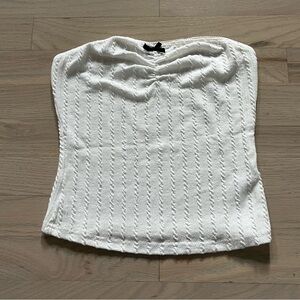 White Cable knit Printed Tube Top